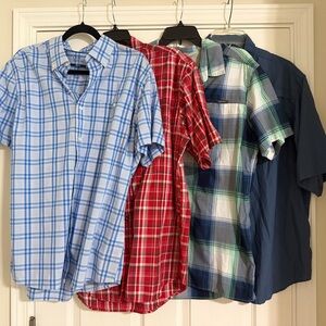 Men's L Plaid and Solid Color Shirt Set (7 shirts)